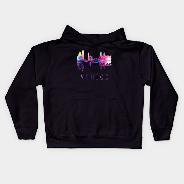 Venice Watercolor Skyline Original Shirt Kids Hoodie by DimDom